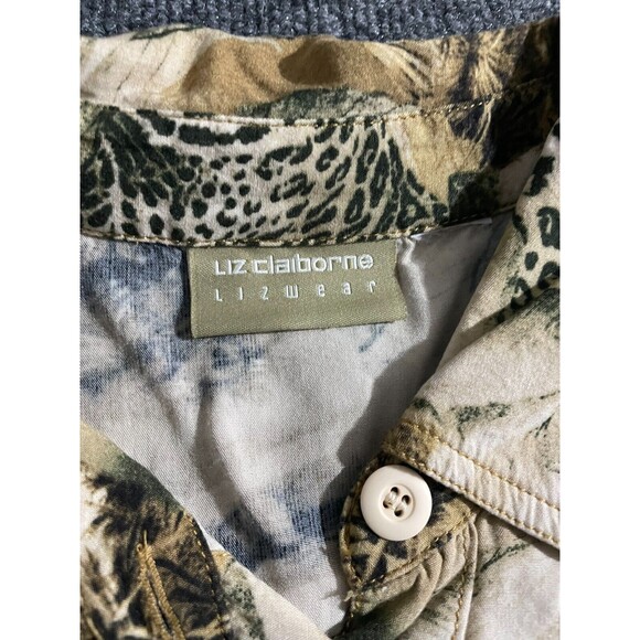 Vintage Liz Claiborne Blouse Women's XL Jungle Safari Print Short Sleeve - Picture 6 of 12